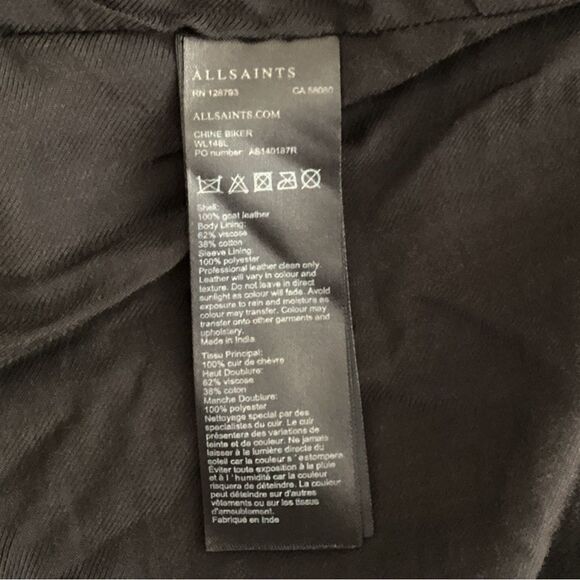 ALLSAINTS All Saints Size 4 Chine Biker Jacket Suede Goat Leather Moto Zipper - Picture 5 of 9